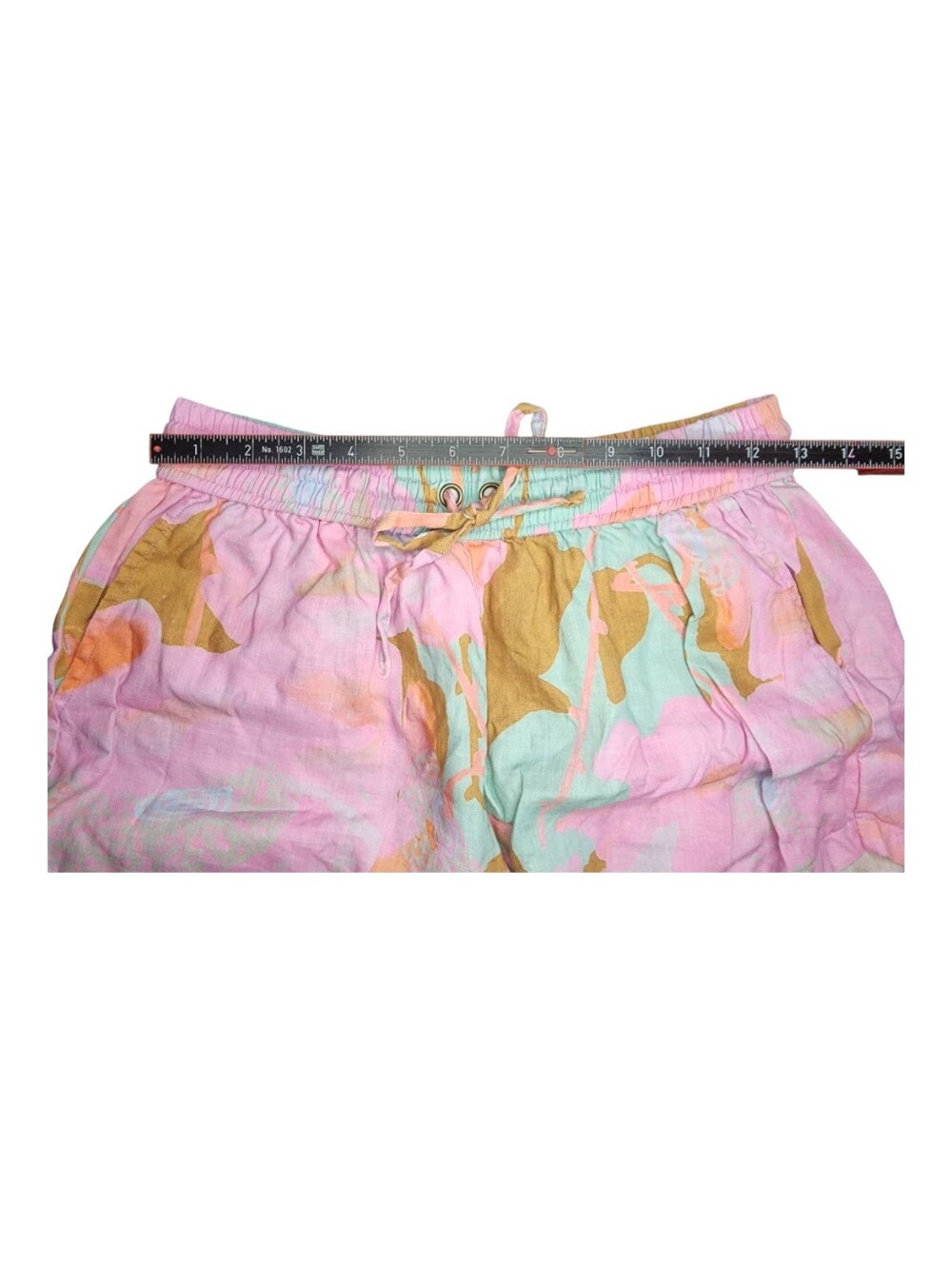 Lanhtropy Aquarela Elastic Waist Linen Shorts, Womens Large - Picture 8 of 13